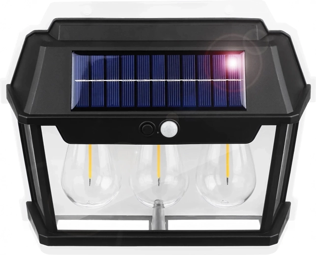 Solarna zunanja stenska svetilka s senzorjem gibanja – trojna LED lanterna