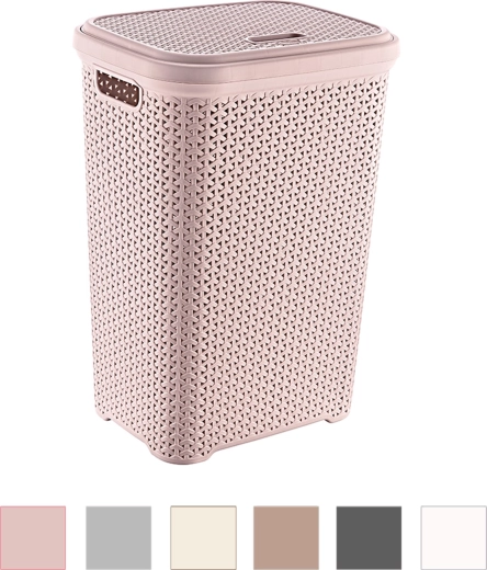 Laundry basket in rattan design with lid 55 L