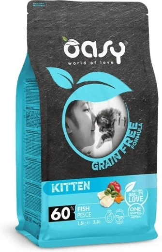 Oasy Grain Free Kitten Fish – briketi za mucke, ribe, 1,5 kg