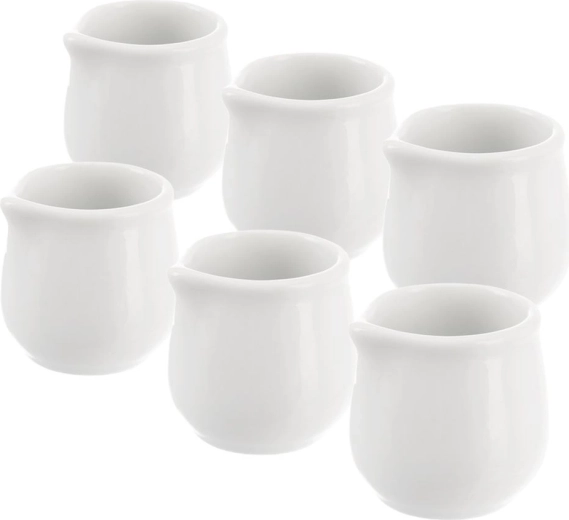 Porcelanasti mini vrčki za mleko MONA, beli, 20 ml, komplet 6 kosov