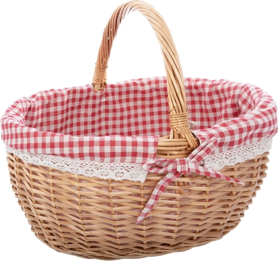 Piknik pletena košara s karo podlogo