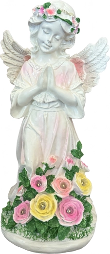 sončni vrtni angel z LED osvetlitvijo – dekorativna figurica in svečnik