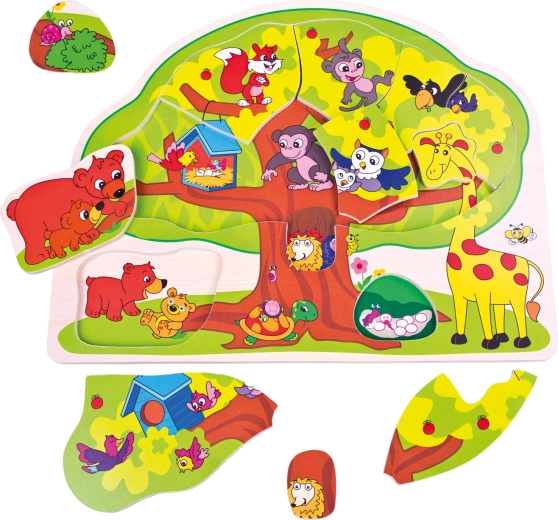 Bino Wooden Puzzle with Cheerful Animals