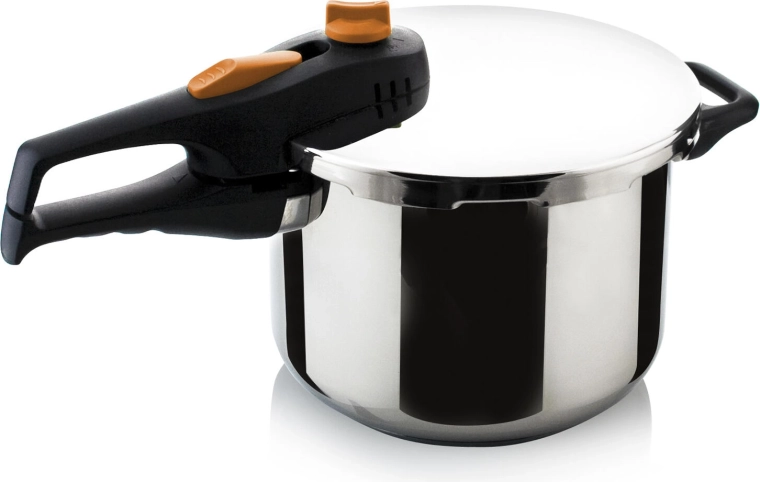 Komplet nerjavečih tlačnih loncev ADAGIO 4 l + 6 l z oranžnim upravljalnikom