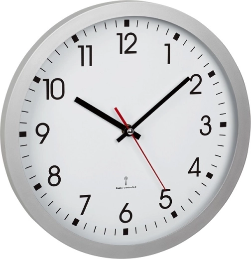 TFA radijsko vodena analogna stenska ura, srebrna