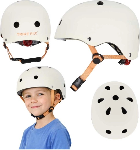 Trike Fix otroška kolesarska čelada z LED, nastavljiva, velikost S 48–54 cm, bež