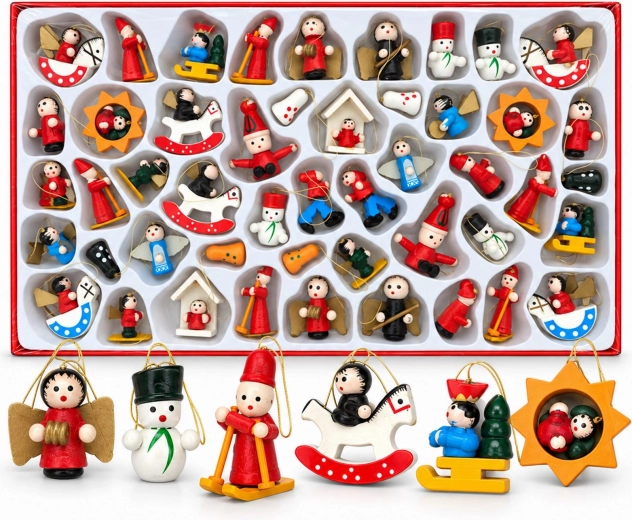 Wooden Christmas tree ornaments, 48 pcs - 1 piece