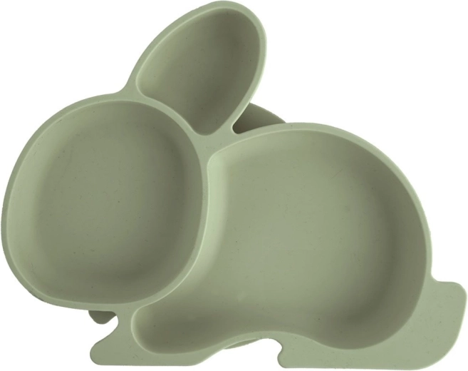 Silicone children's divided plate with bunny, green 23 × 18.5 × 3.5 cm