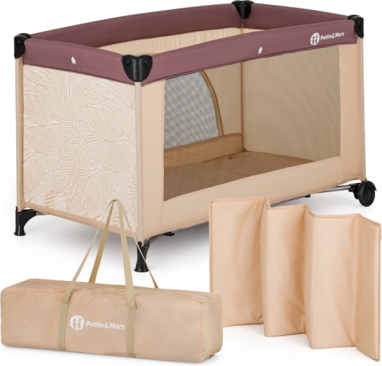 PETITE&MARS potovalna posteljica Nyja urban jungle sand