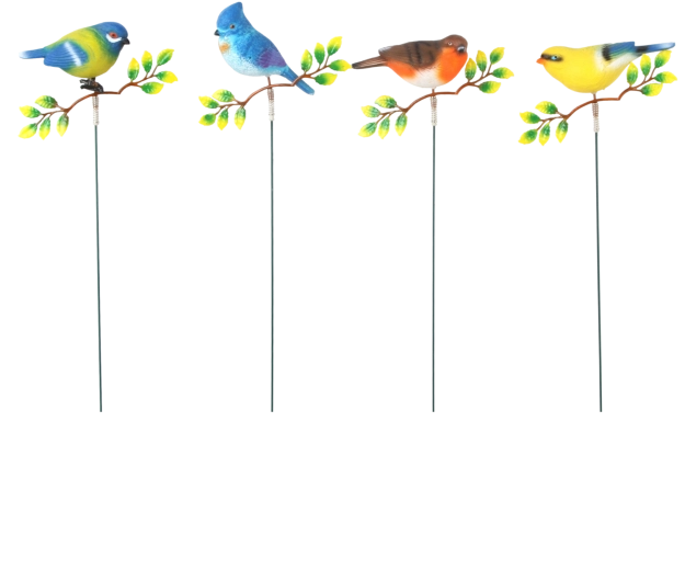 Vrtna dekoracija na zatiču – ptica na veji, 69 cm