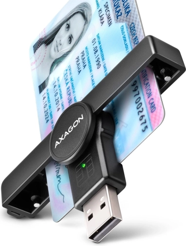 Zložljiv žepni čitalnik čipnih in ID kartic USB‑A AXAGON PocketReader
