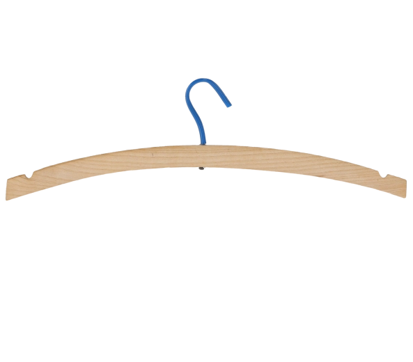 Lesena bela obešalna sponka brez prečke z vrtljivim kavljem