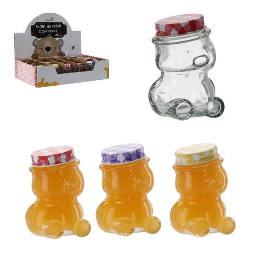Steklenička medvedek z navojnim pokrovčkom 80 ml