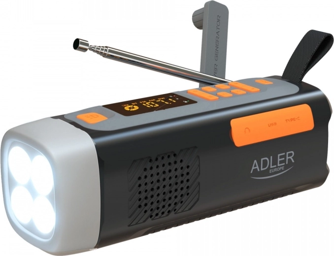 Silično radio s panelom in dinamo ADLER AD 1920, Bluetooth in powerbank 4500 mAh