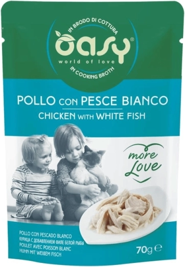 Oasy More Love piščanec z belo ribo vrečka 70 g