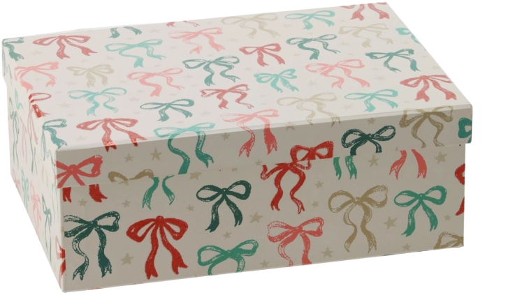 Christmas gift box with decorative bow 27 × 19.5 × 10 cm - 1 piece