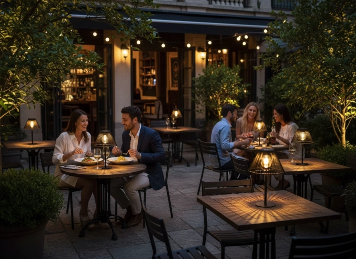 Prenosna namizna svetilka za obedovanje na prostem