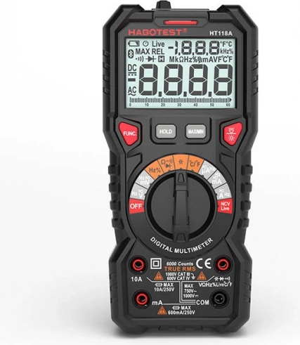 Digitalni multimeter s funkcijo svetilke habotest ht118a true rms in ncv