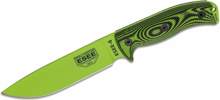 ESEE Model 6 Venom survival nož 16,5 cm, neonsko črno‑zelen, G10, nožnica
