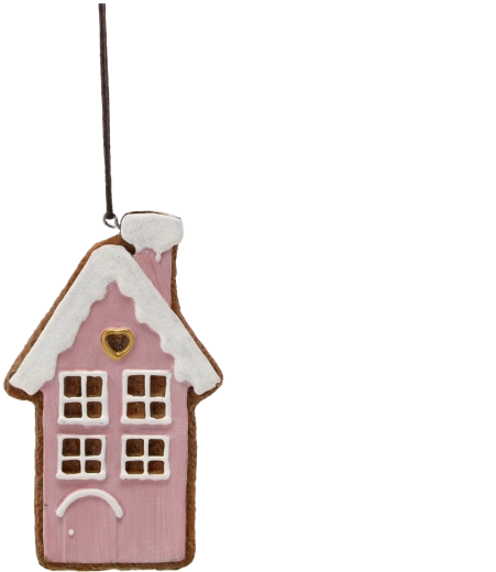 Viseča božična dekoracija rožnati medenjakov hišica 12,5 cm – set 8 kosov Chomik