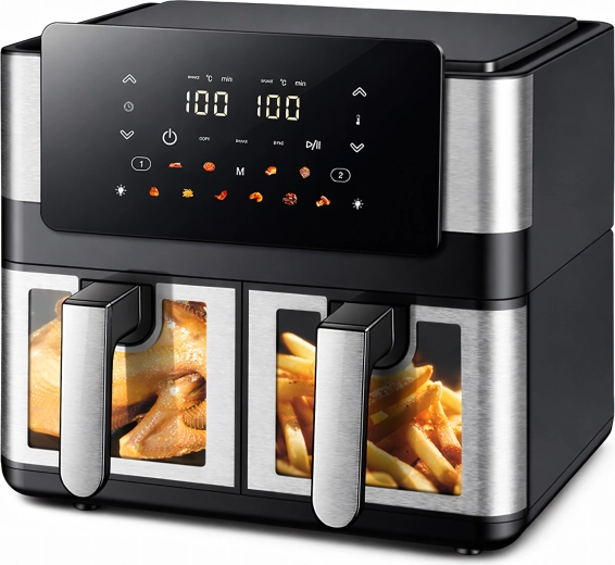 Cvrtnik na vroč zrak (air fryer) z dvema košarama 8 l (4+4 l) 2000 W, 12 programov