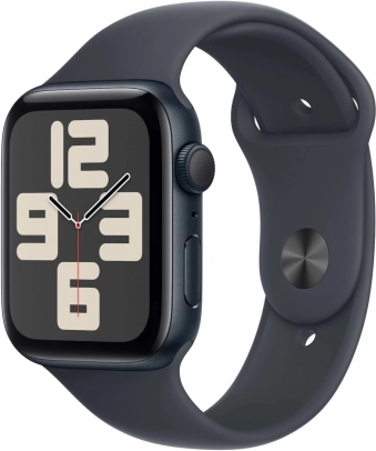 Apple Watch SE GPS, aluminijasto ohišje 40 mm v barvi polnoči s športnim paščkom v barvi polnoči - velikost S/M