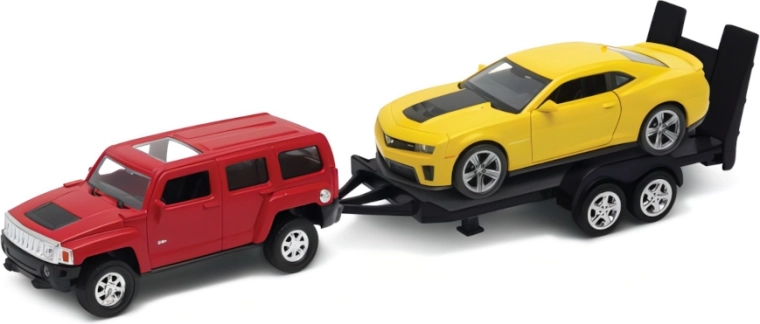 Welly avtovleka Hummer H3 + Chevrolet Camaro ZL1 1:34