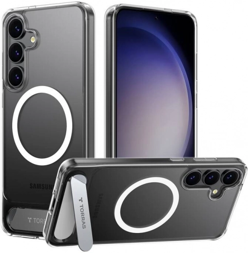 Magnetno prozoren ovitek s stojalom Torras Pstand za Samsung S25