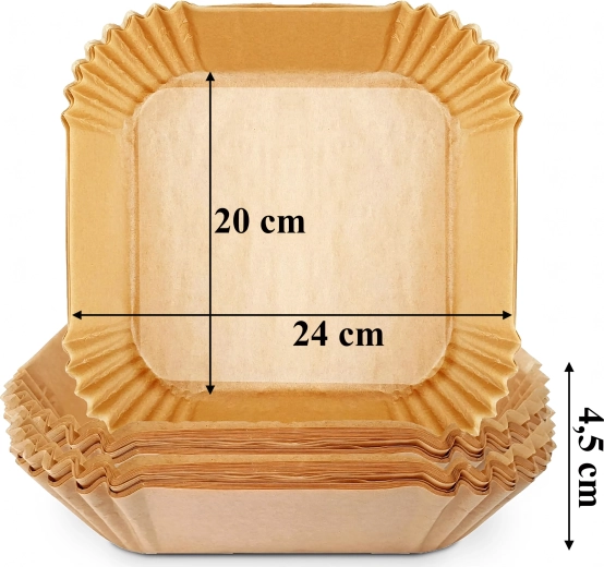 Papirnati vložki za cvrtnik na vroč zrak (Air Fryer) 20 × 20 cm, 100 kosov
