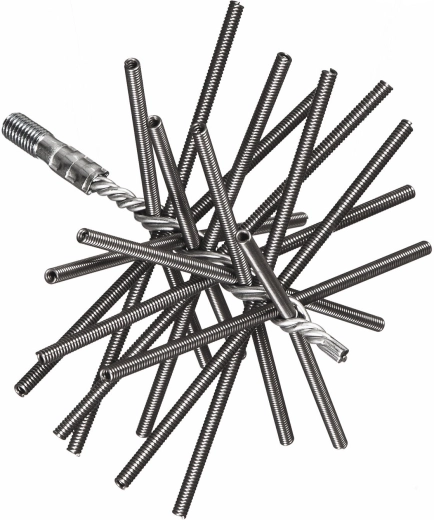 Kominski vzmetni krtača 200 mm, jekleni navoj M12