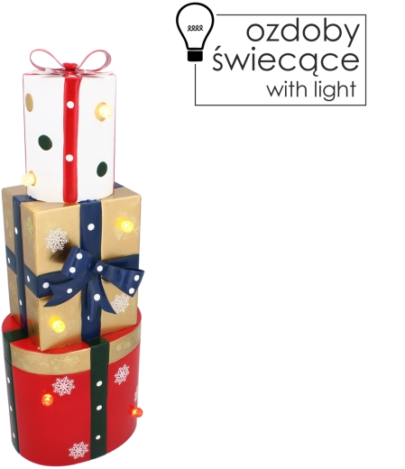 Kovinska božična dekoracija – darilne škatle z LED osvetlitvijo 50 cm