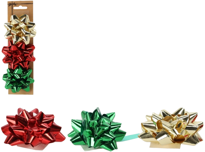 Komplet darilnih pentelj 7,5 cm – rdeča, zlata in zelena