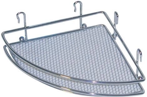 Kotna kopalniška polica iz kromirane mreže 18 × 18 × 5 cm