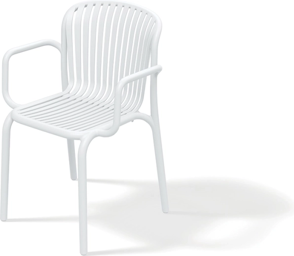 Vrtni plastični stol z naslonjali za roke BRENE, bel