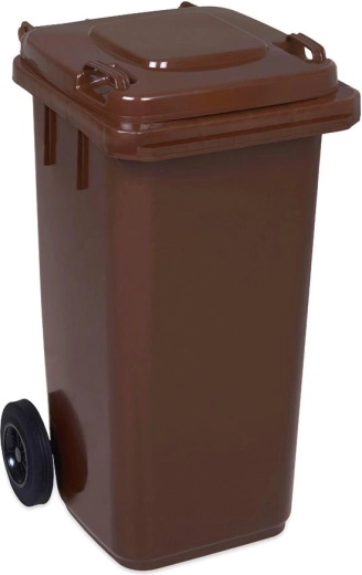 Plastični koš 120 l rjav na kolesih