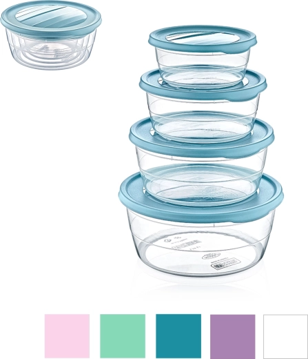 Komplet 4 okroglih posod za živila Trend Box (0,3 l + 0,7 l + 1,1 l + 1,75 l)