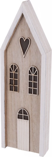 Lesena dekorativna hišica bež 9 × 3 × 30 cm