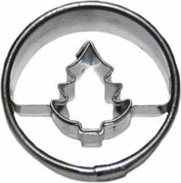 Modelček za piškote krog z jelko 3 × 1,6 cm