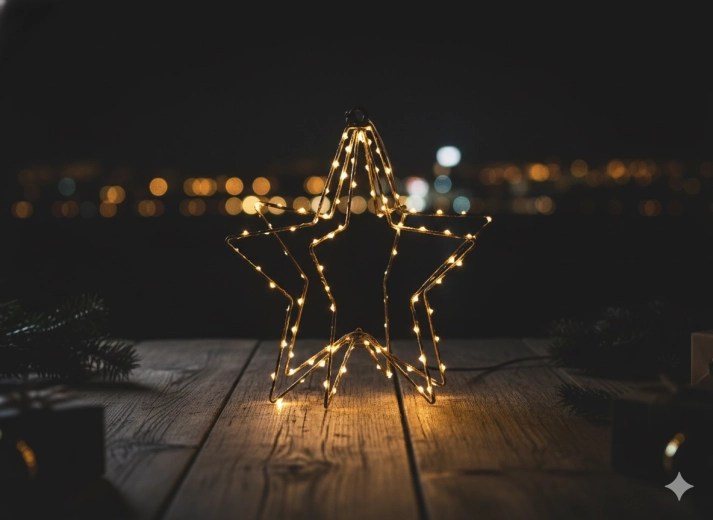 Božična LED zvezda 30 cm, toplo bela, baterijsko napajanje