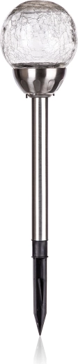 Sončna vrtna svetilka s počeno stekleno kroglo 10 cm, nerjaveče jeklo, 2 LED
