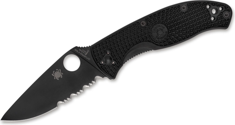 Spyderco Tenacious Lightweight Black žepni nož 8,6 cm, popolnoma črn, FRN
