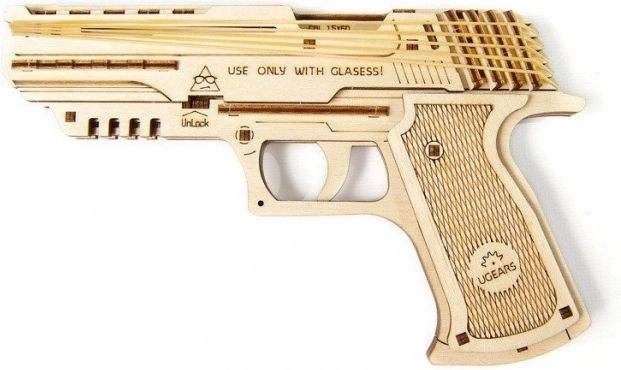 lesene 3D sestavljanke UGEARS pištola Wolf-01
