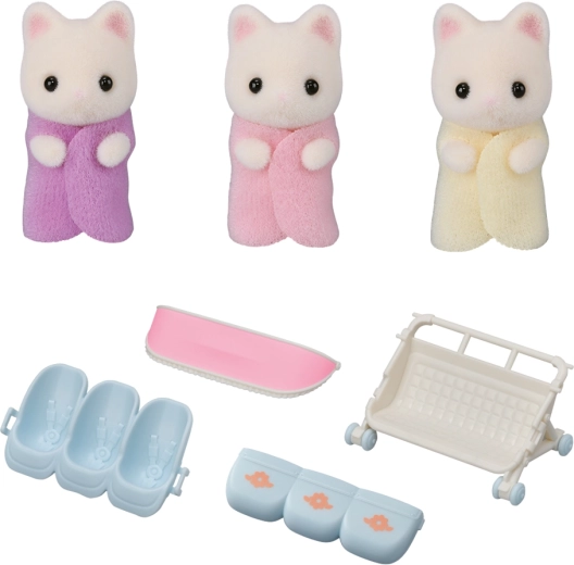 Sylvanian Families Cvetlični mačji trojčki z vozičkom