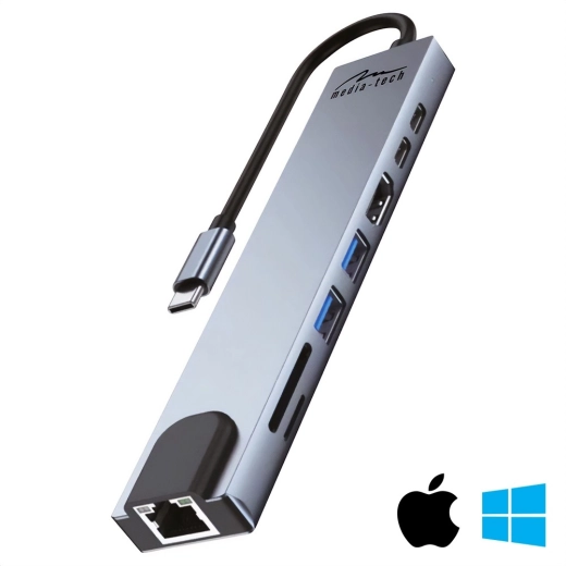 Priklopna postaja 8 v 1 z gigabitnim LAN in USB‑C PD