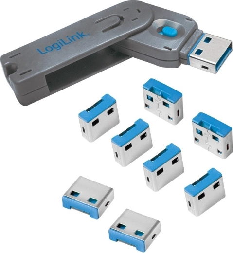 USB Port Blockers with Key - 8 pcs