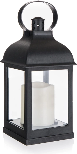 Solarna LED laterna črna 10 × 10 × 22 cm