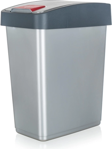 Nagibni koš za odpadke 25 l, pravokoten, plast, srebrna/siva