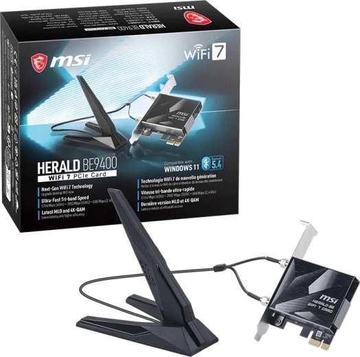 MSI Herald BE9400 WiFi 7 PCIe omrežna kartica