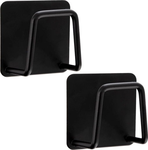 Samolepilni črni kavlji 4,8 × 4,8 cm, set 2 kos