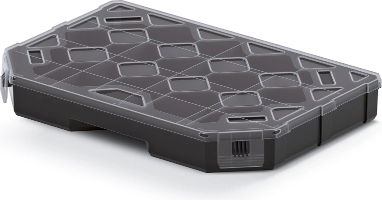 Organizer s predelki 284 × 195 × 40 mm, črn s prozornim pokrovom